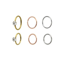 Multi-Pack CZ Hoop Nose Rings