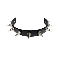 Faux Leather Spiked Choker Necklace