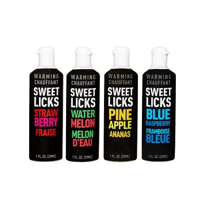 Warming Fruit Flavored Glide Sweet Licks 4 Pack - 1 oz.