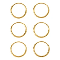 Multi-Pack Goldtone Endless Hoop Earrings 6 Pack - 20 Gauge