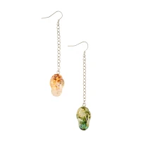 Dried Flower Skull Dangle Earrings
