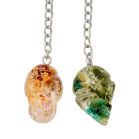 Dried Flower Skull Dangle Earrings