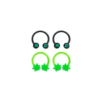 Multi-Pack CZ Weed Leaf Horseshoe Rings 4 Pack - 16 Gauge