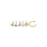 Multi-Pack Moon and Star Nose Rings 6 Pack - 20 Gauge