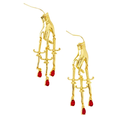Hand Dagger Dangle Earrings - 20 Gauge