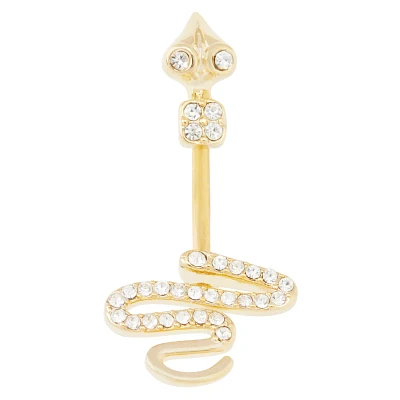 CZ Goldplated Snake Belly Ring - 14 Gauge