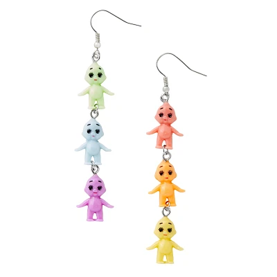 Multi-Colored Baby Doll Dangle Earrings