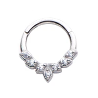 CZ Silvertone Leaf Hinged Septum Ring