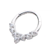 CZ Silvertone Leaf Hinged Septum Ring