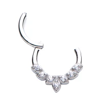 CZ Silvertone Leaf Hinged Septum Ring