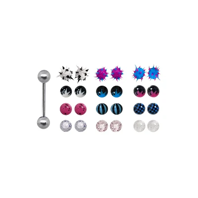 Single Barbell with Extra Spikey Balls - 14 Gauge