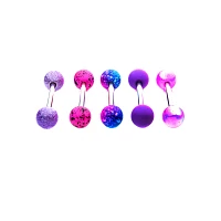 Multi-Pack Pink and Purple Barbells 5 Pack - 14 Gauge