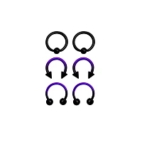 Multi-Pack Purple Ombre Horseshoe Rings and Captive 3 Pair - 16 Gauge