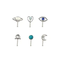 Multi-Pack CZ Galaxy Bone Nose Rings 6 Pack - 20 Gauge