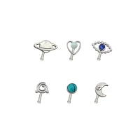 Multi-Pack CZ Galaxy Bone Nose Rings 6 Pack - 20 Gauge