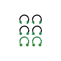 Multi-Pack Ombre Black and Horseshoe and Captive Rings 6 Pack
