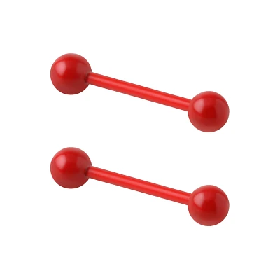 Red Bioflex Nipple Barbells - 14 Gauge