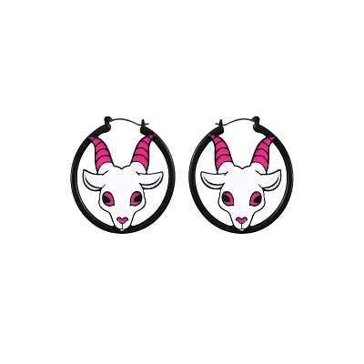 Demon Goat Hoop Earrings - 18 Gauge