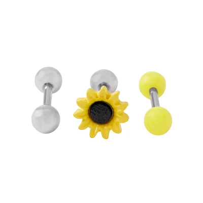 Multi-Pack Sunflower Cartilage Barbells 3 Pack - 16 Gauge
