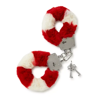 Candy Cane Striped Furry Handcuffs