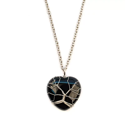 Onyx Cage Stone Heart Necklace