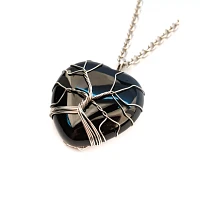 Onyx Cage Stone Heart Necklace