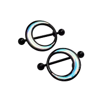 Black and Blue Crescent Moon Nipple Shields - 14 Gauge