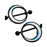 Black and Blue Crescent Moon Nipple Shields - 14 Gauge