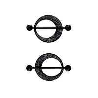Black and Blue Crescent Moon Nipple Shields - 14 Gauge