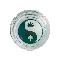 Yin Yang Weed Leaf Stash Jar and Ashtray Set