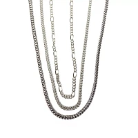Multi-Pack Figaro Curb and Snake Chain Necklaces 3 Pack