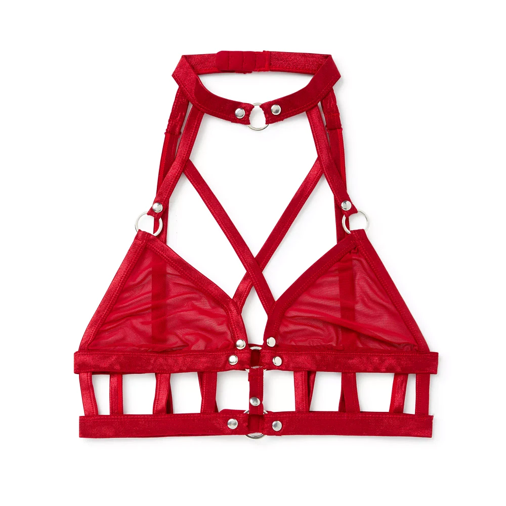 Strappy Red Mesh Bralette