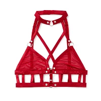 Strappy Red Mesh Bralette
