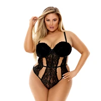 Lace Cutout Teddy - Black