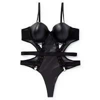 Matte Look and Mesh Lace-Up Bodysuit