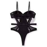 Matte Look and Mesh Lace-Up Bodysuit