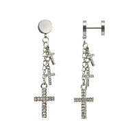 CZ Cross Dangle Fake Plugs - 18 Gauge