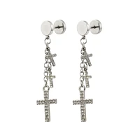 CZ Cross Dangle Fake Plugs - 18 Gauge