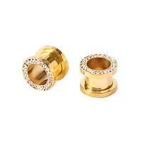 Goldtone Titanium Clear Gem Tunnel Plugs