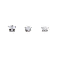 Multi-Pack CZ Round Heart and Square Stud Earrings 3 Pair - 20 Gauge