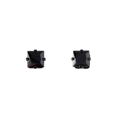All Black CZ Square Stud Earrings - 20 Gauge