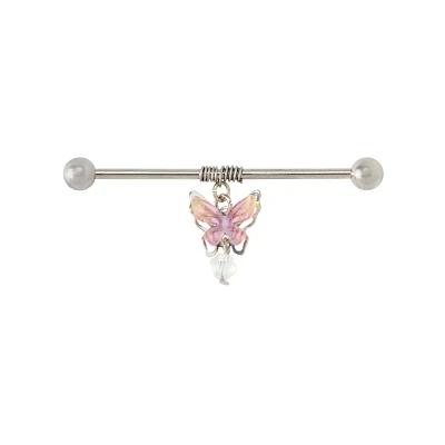 Butterfly Charm Industrial Barbell - 14 Gauge