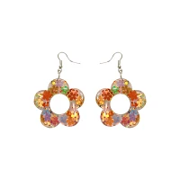 Glitter Flower Dangle Earrings