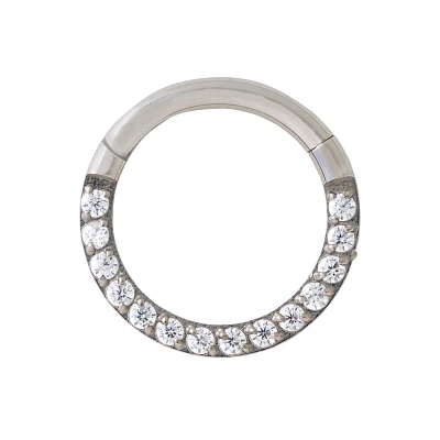 Titanium CZ Hinged Hoop Ring