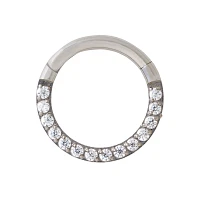 Titanium CZ Hinged Hoop Ring