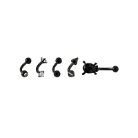 Multi-Pack CZ Black Skull Curved Barbells 5 Pack - 16 Gauge