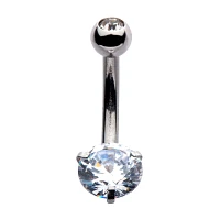 Round Prong CZ Belly Ring - 14 Gauge