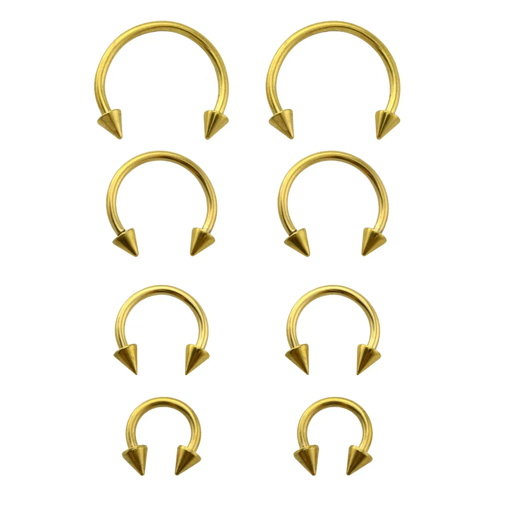 Multi-Pack Goldtone Spike Horseshoe Rings 8 Pack - 16 Gauge