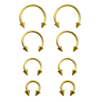 Multi-Pack Goldtone Spike Horseshoe Rings 8 Pack - 16 Gauge