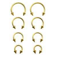 Multi-Pack Goldtone Spike Horseshoe Rings 8 Pack - 16 Gauge